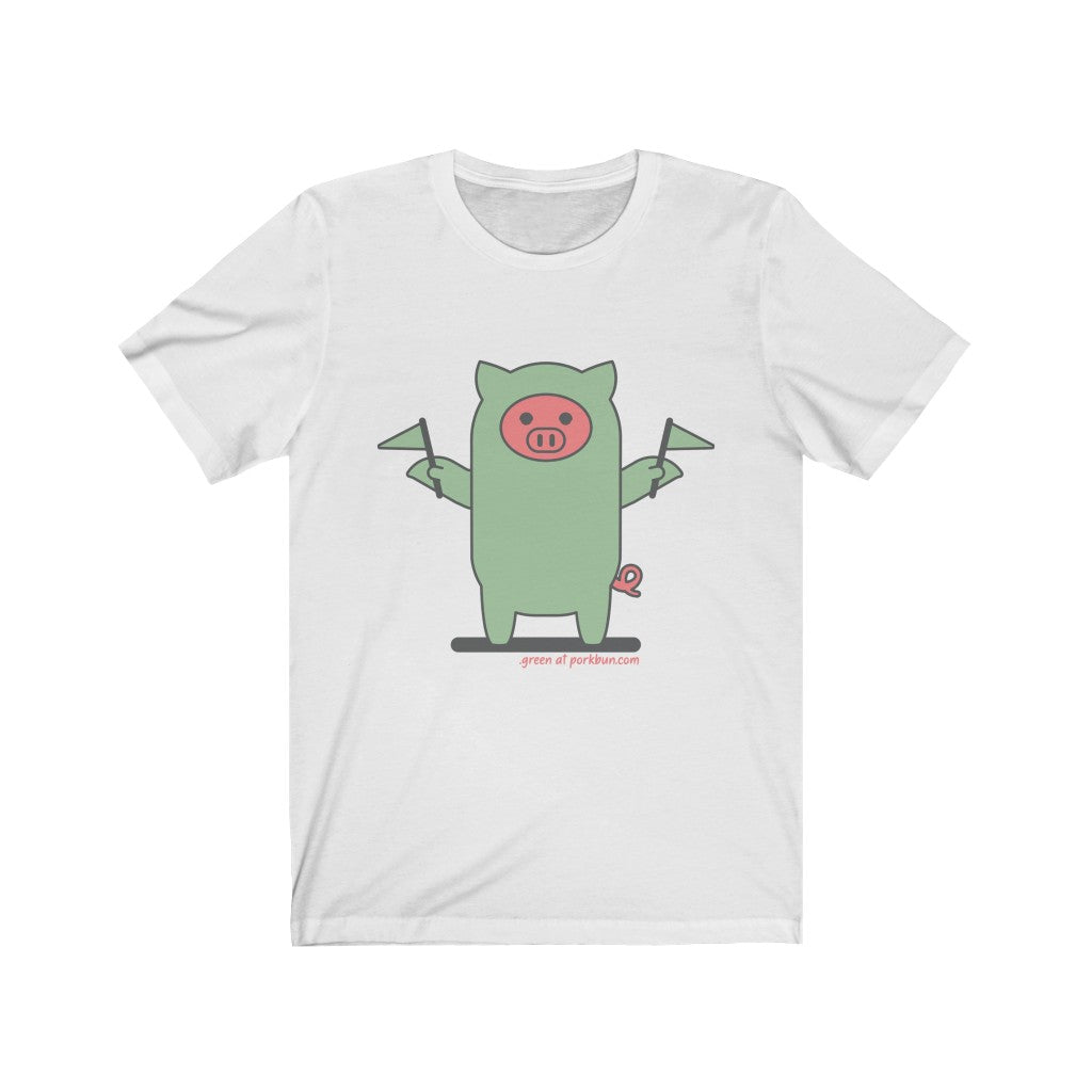 .green Porkbun mascot t-shirt