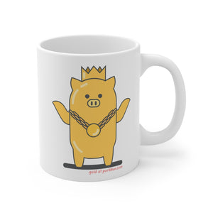 .gold Porkbun mascot mug
