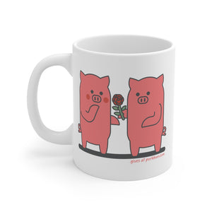 .gives Porkbun mascot mug