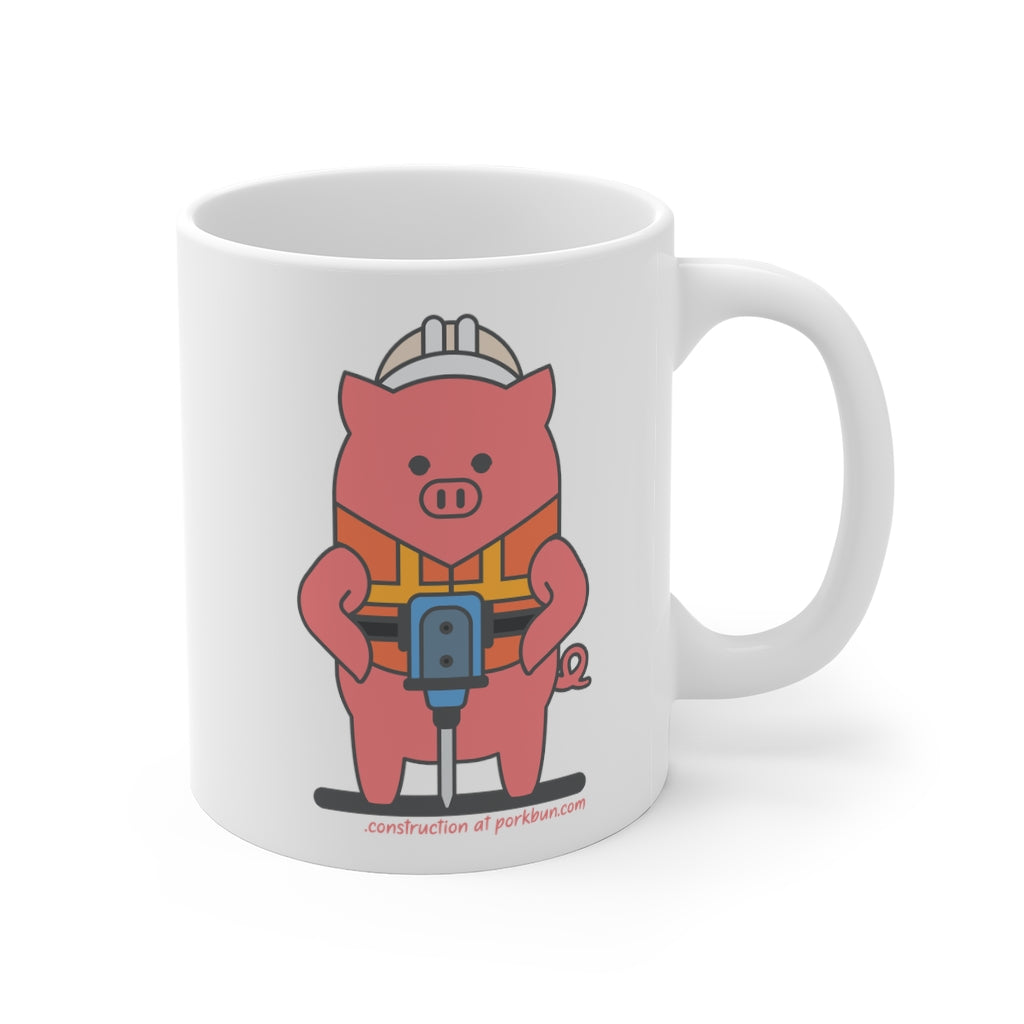 .construction Porkbun mascot mug