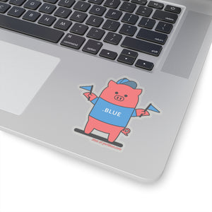 .blue Porkbun mascot sticker