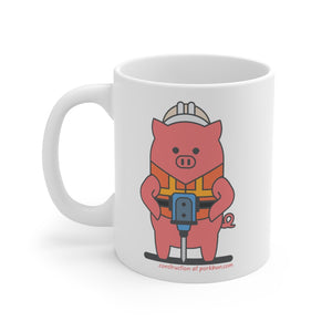 .construction Porkbun mascot mug