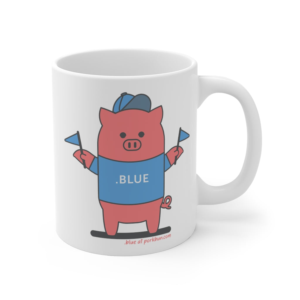 .blue Porkbun mascot mug