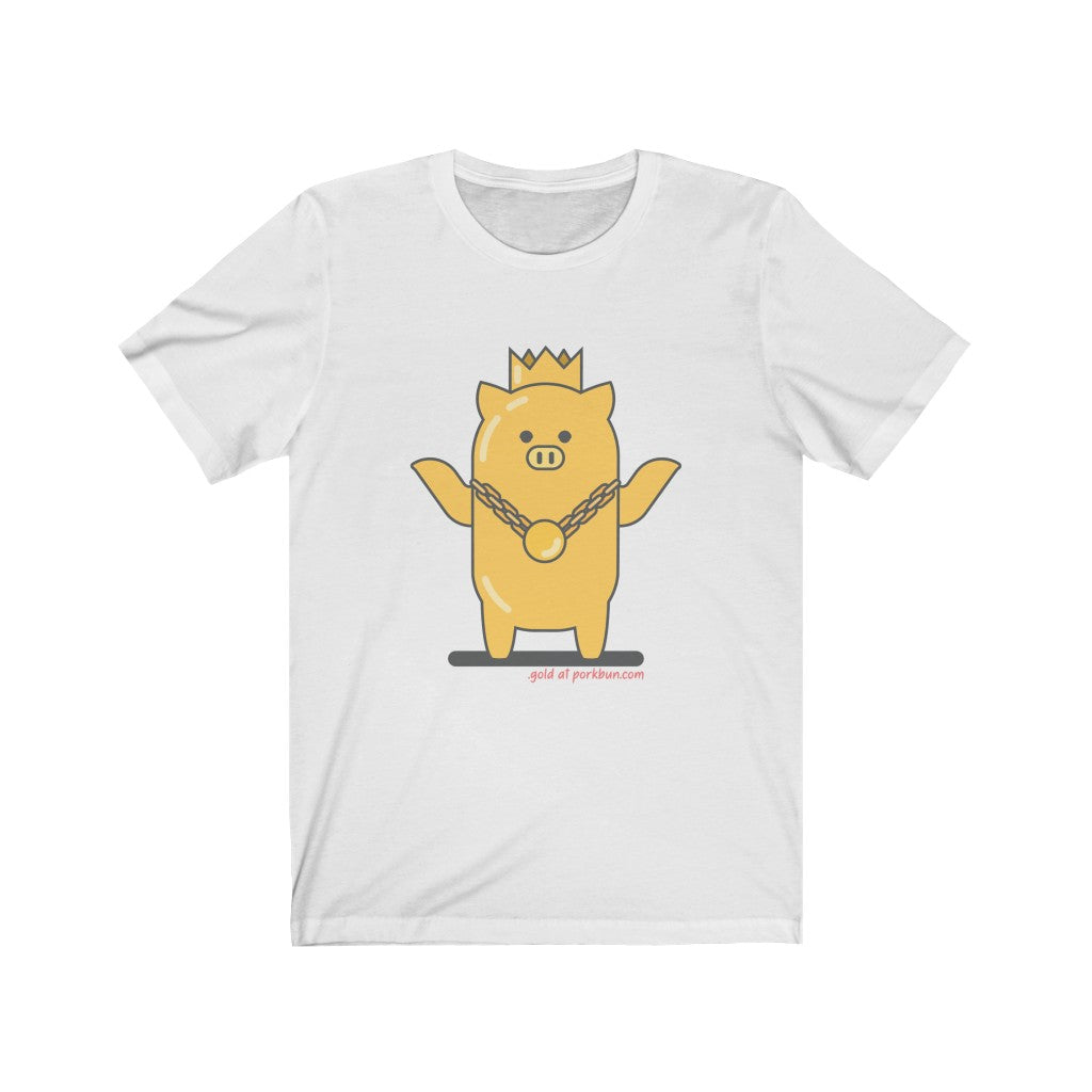 .gold Porkbun mascot t-shirt